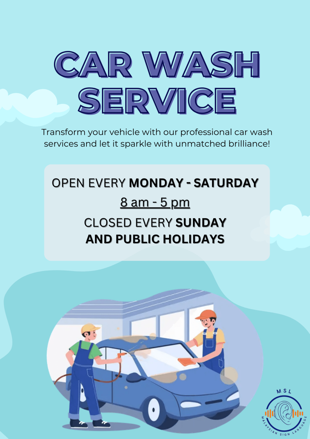 SSD Charity Car Wash Poster